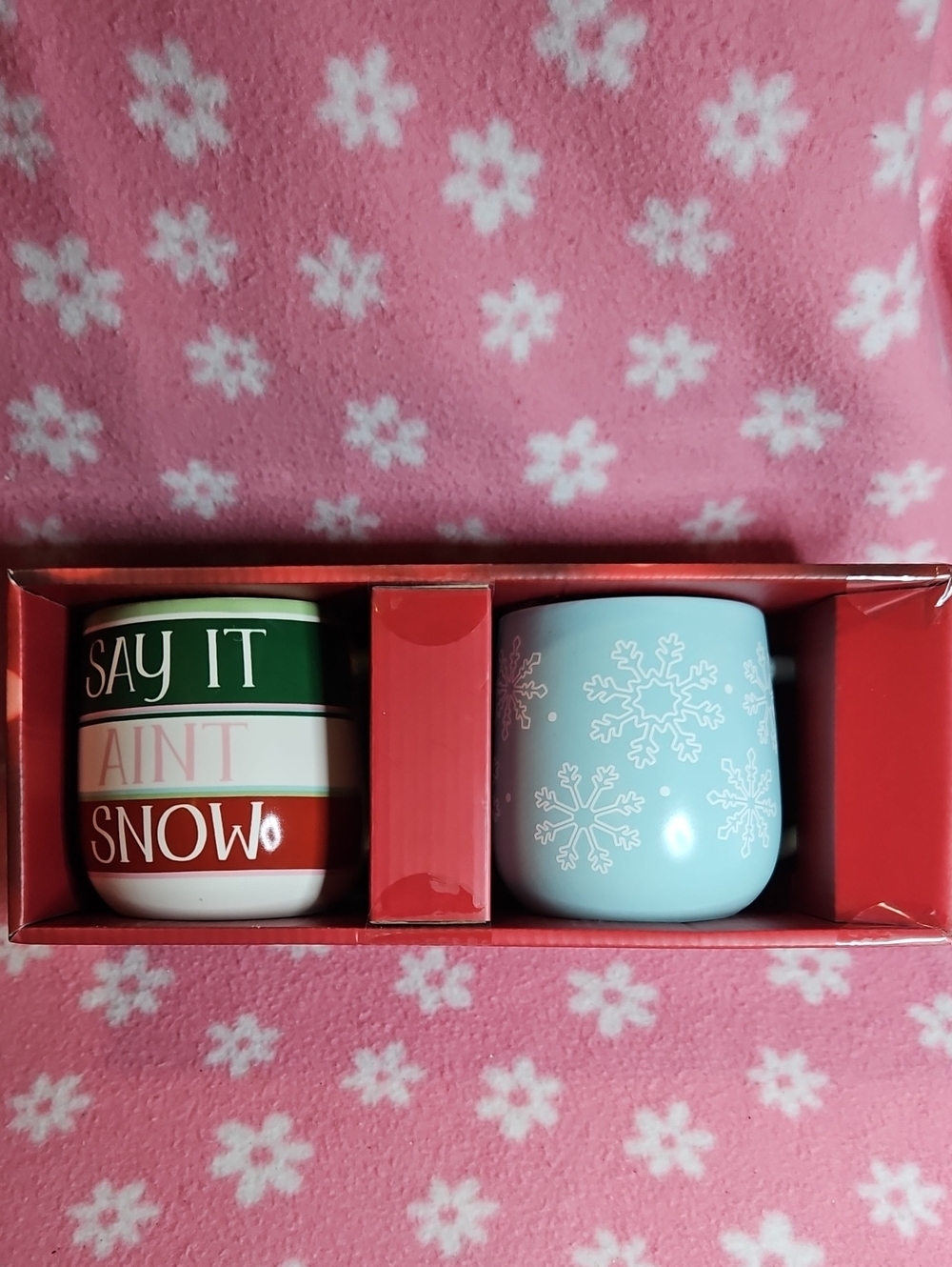 St. Nicholas Square Red, Green & Light Blue Holiday Mug Set